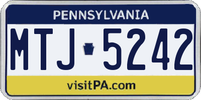 PA license plate MTJ5242