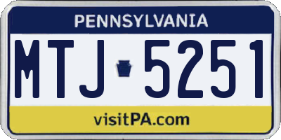 PA license plate MTJ5251