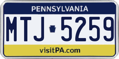 PA license plate MTJ5259