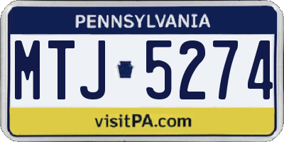 PA license plate MTJ5274