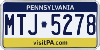 PA license plate MTJ5278