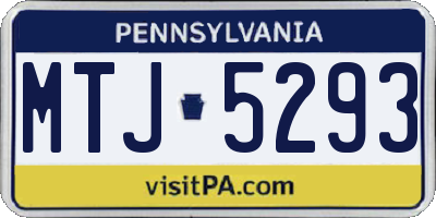 PA license plate MTJ5293