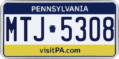 PA license plate MTJ5308