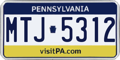 PA license plate MTJ5312