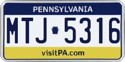 PA license plate MTJ5316