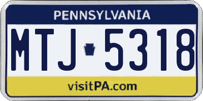 PA license plate MTJ5318