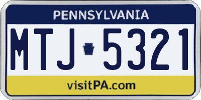 PA license plate MTJ5321