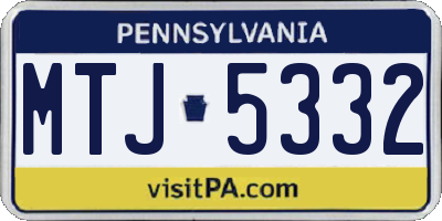 PA license plate MTJ5332