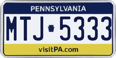 PA license plate MTJ5333