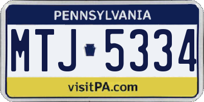 PA license plate MTJ5334