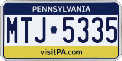 PA license plate MTJ5335
