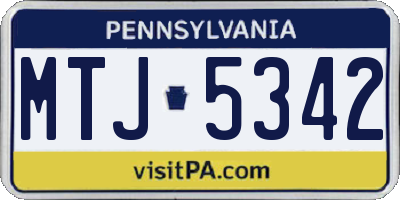 PA license plate MTJ5342