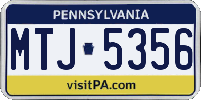 PA license plate MTJ5356