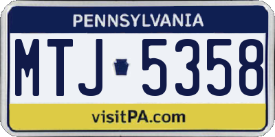 PA license plate MTJ5358