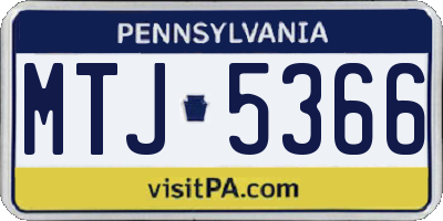 PA license plate MTJ5366