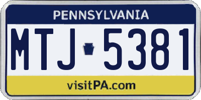 PA license plate MTJ5381