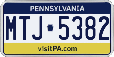 PA license plate MTJ5382