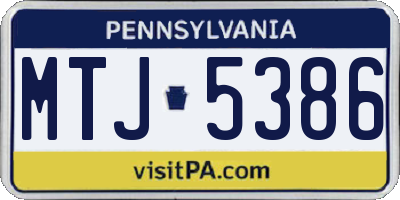 PA license plate MTJ5386