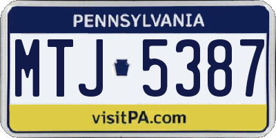 PA license plate MTJ5387