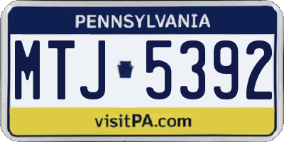 PA license plate MTJ5392
