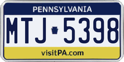 PA license plate MTJ5398