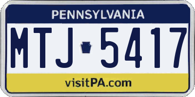 PA license plate MTJ5417
