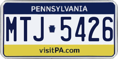 PA license plate MTJ5426