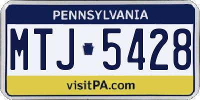 PA license plate MTJ5428