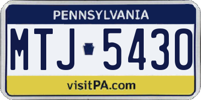 PA license plate MTJ5430