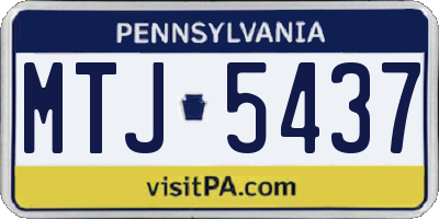 PA license plate MTJ5437