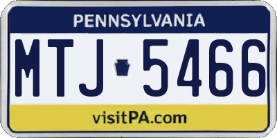 PA license plate MTJ5466