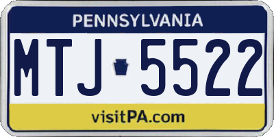 PA license plate MTJ5522
