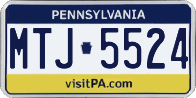 PA license plate MTJ5524