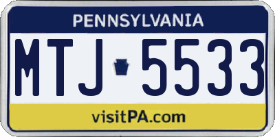 PA license plate MTJ5533