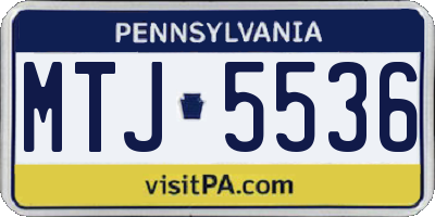 PA license plate MTJ5536