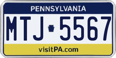 PA license plate MTJ5567