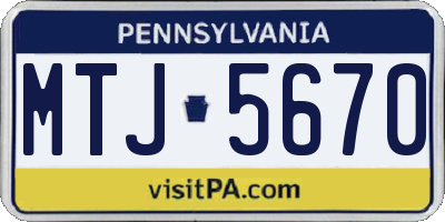 PA license plate MTJ5670