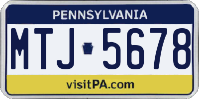 PA license plate MTJ5678