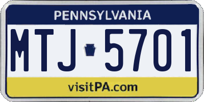 PA license plate MTJ5701