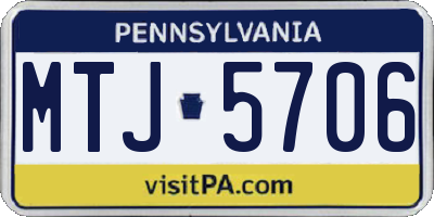 PA license plate MTJ5706