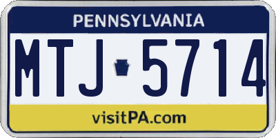 PA license plate MTJ5714