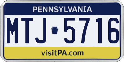 PA license plate MTJ5716