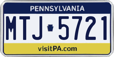 PA license plate MTJ5721