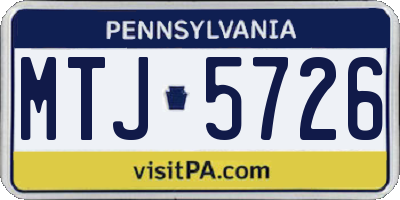 PA license plate MTJ5726
