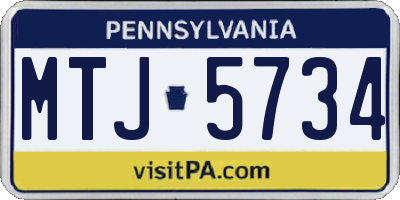 PA license plate MTJ5734