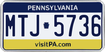 PA license plate MTJ5736