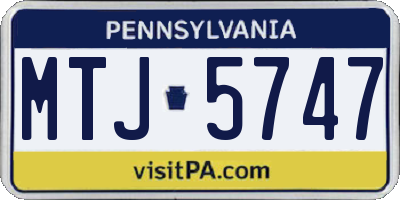 PA license plate MTJ5747