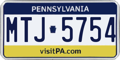 PA license plate MTJ5754