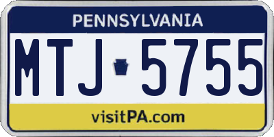 PA license plate MTJ5755