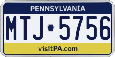 PA license plate MTJ5756